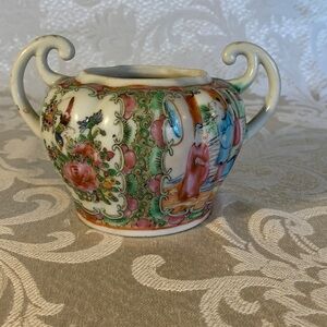 Vintage Rose Medallion porcelain Sugar Bowl No Lid
